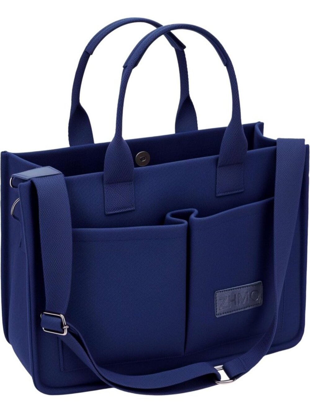 Women's Navy Blue With Compartments Canvas Tote Large Handbags Crossbody Bags